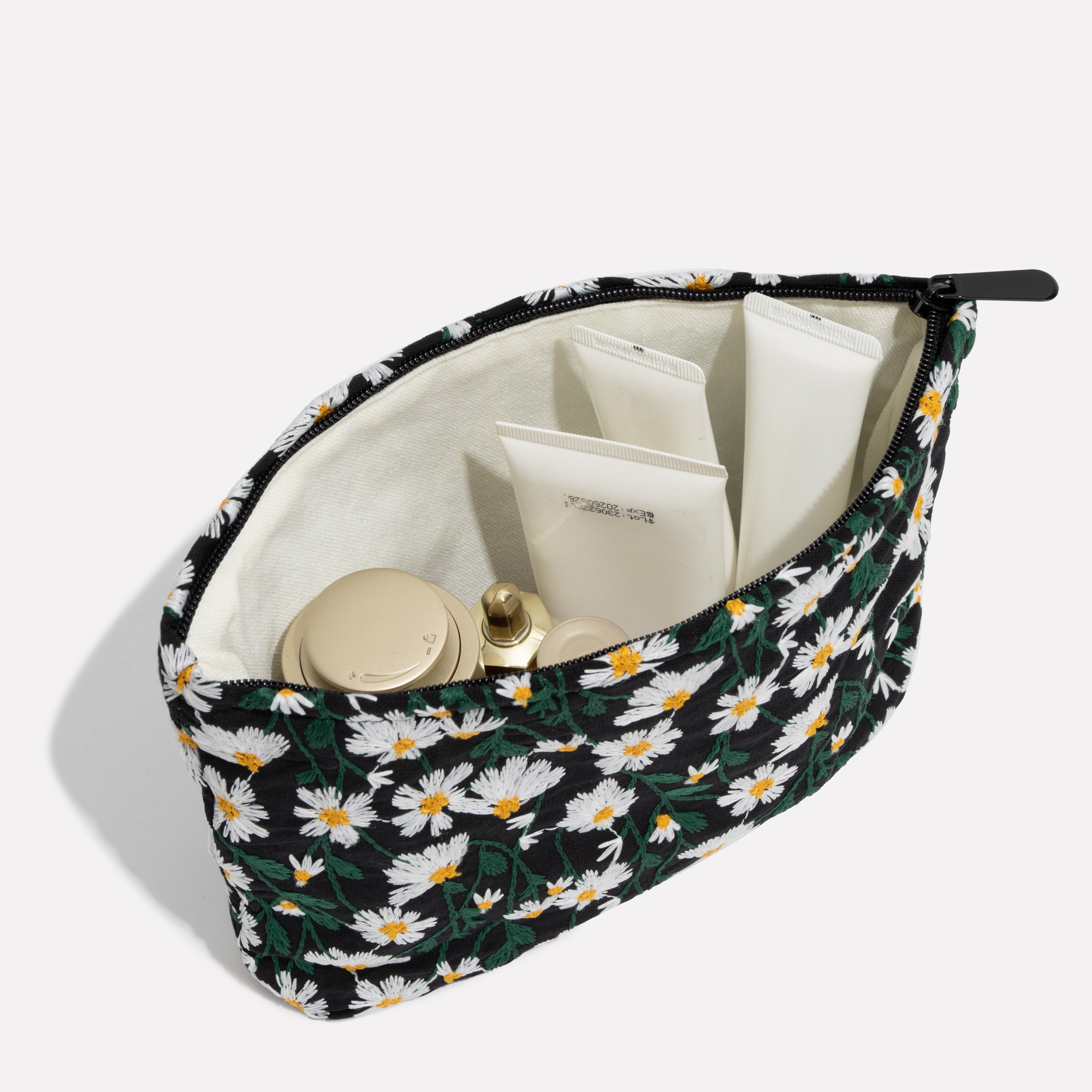 Andrea | Flower Embroidered Makeup Bag