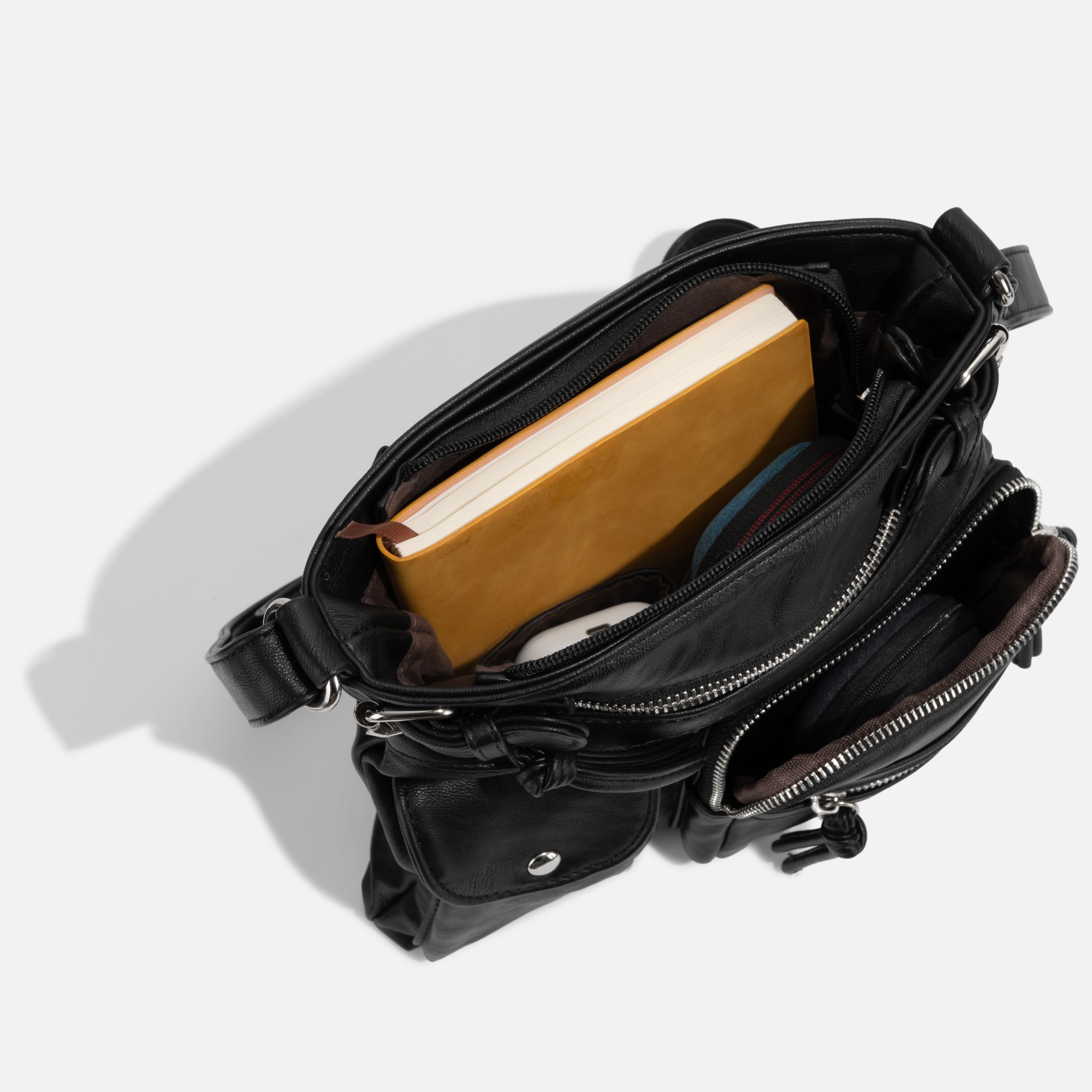 Women's Multi-Pocket Leather Shoulder Bag