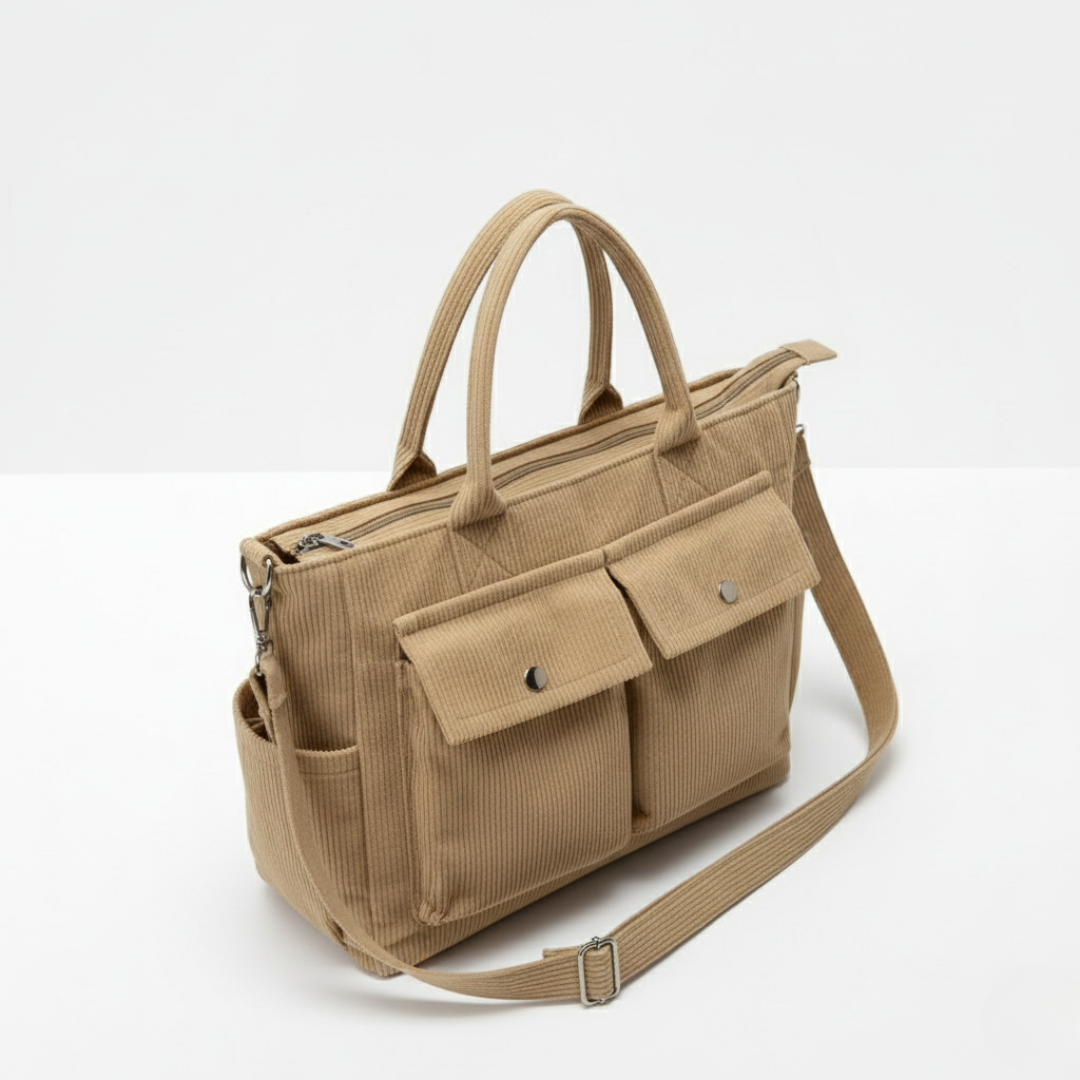 Smart-Pockets Corduroy Tote